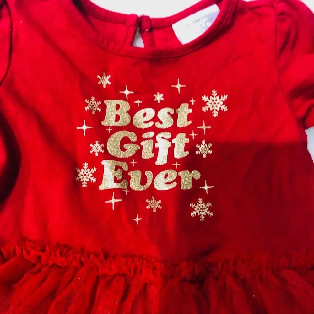 The Childrens Place Tutu Christmas‎ Holiday Dress Long Sleeve Red 3-6 Months